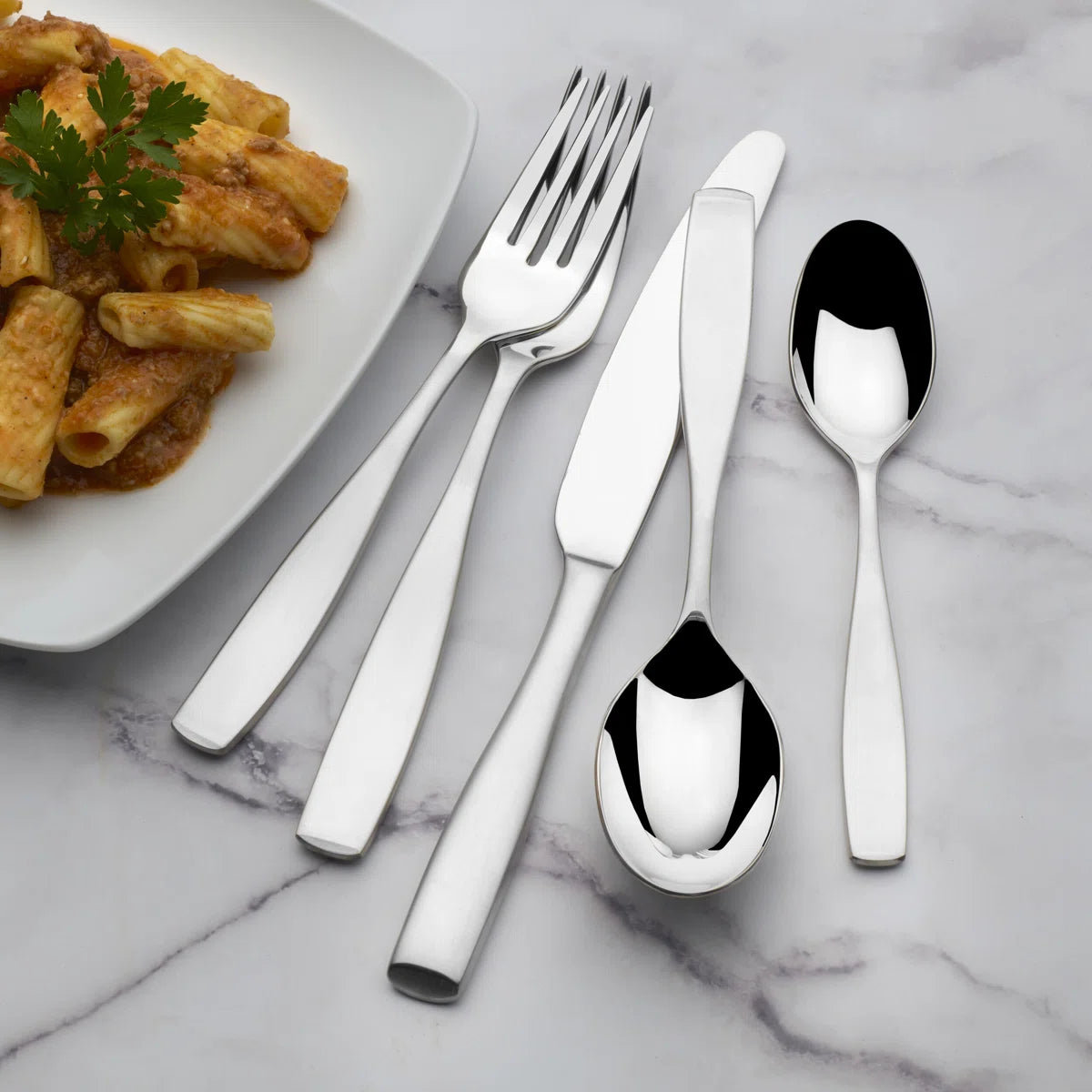 Satin Loft 65-Piece 18/10 Stainless Steel Flatware Set, Service for 12