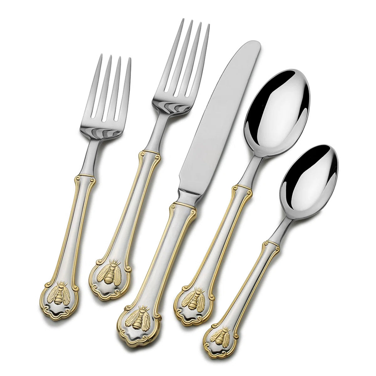 Napoleon Bee 45-Piece 18/10 Stainless Steel Flatware Set, Service for 8