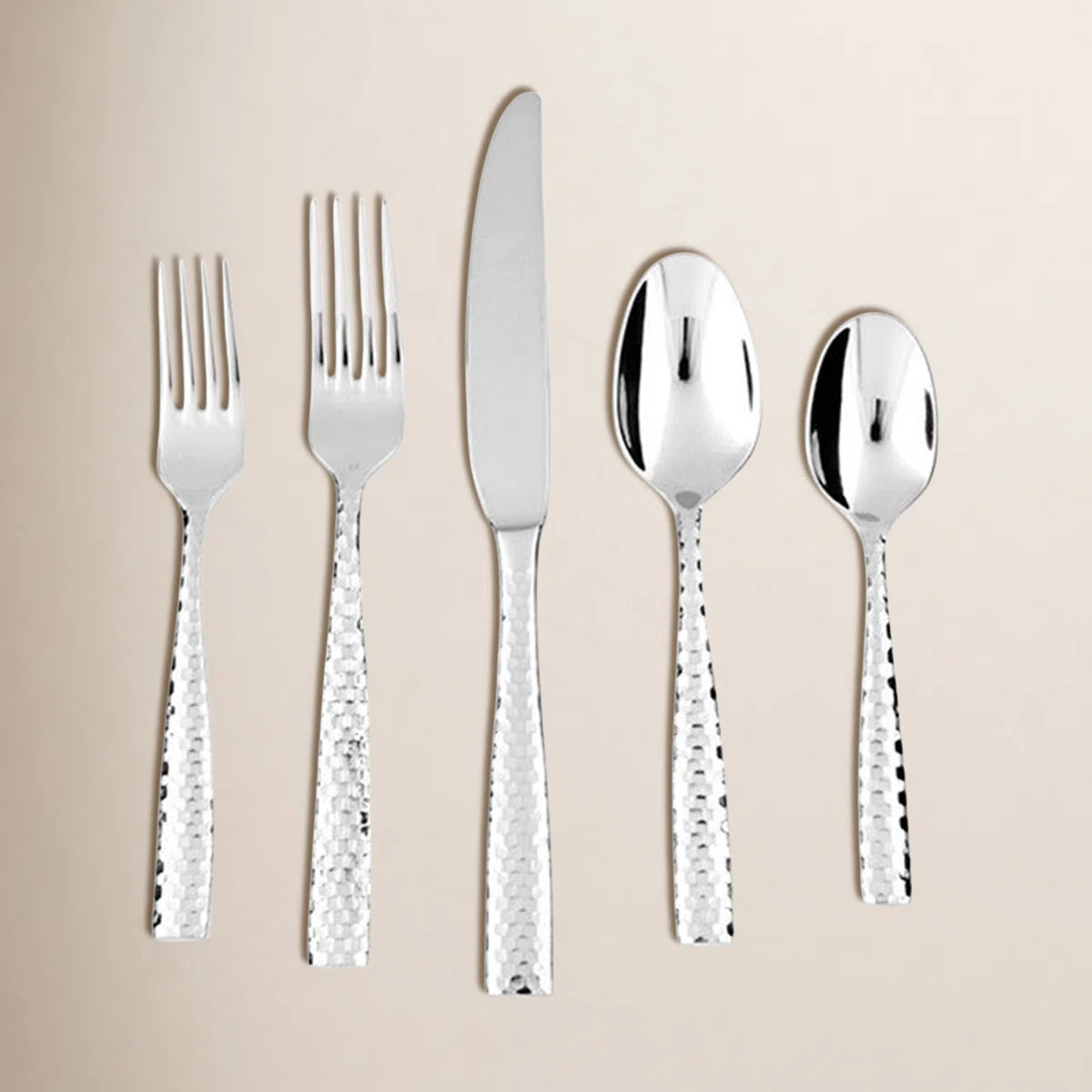 Lucca Faceted 20 Piece 18/10 Stainless Steel Flatware Set, Service for 4