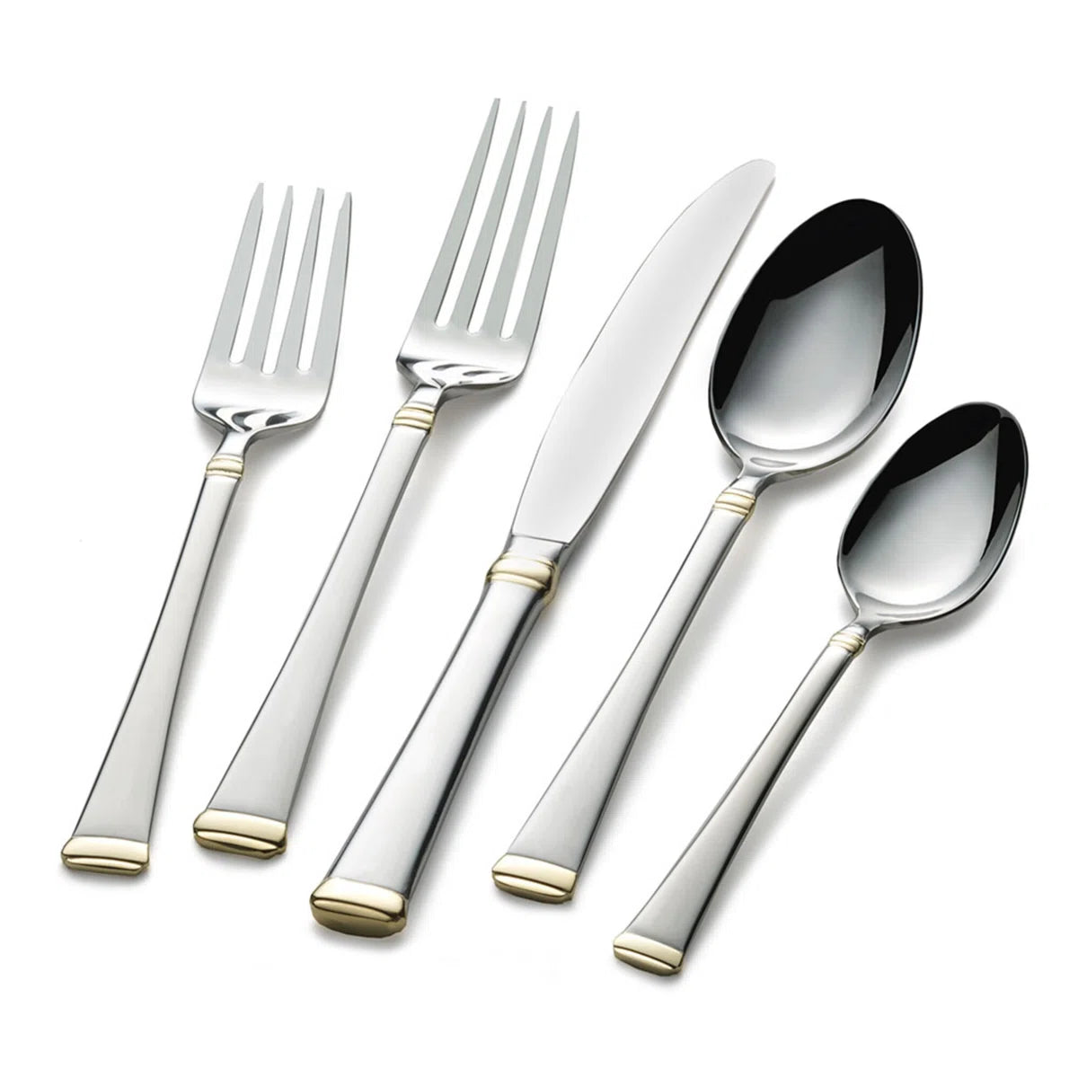 Harmony Gold Accent 65-Piece 18/10 Stainless Steel Flatware Set, Service for 12