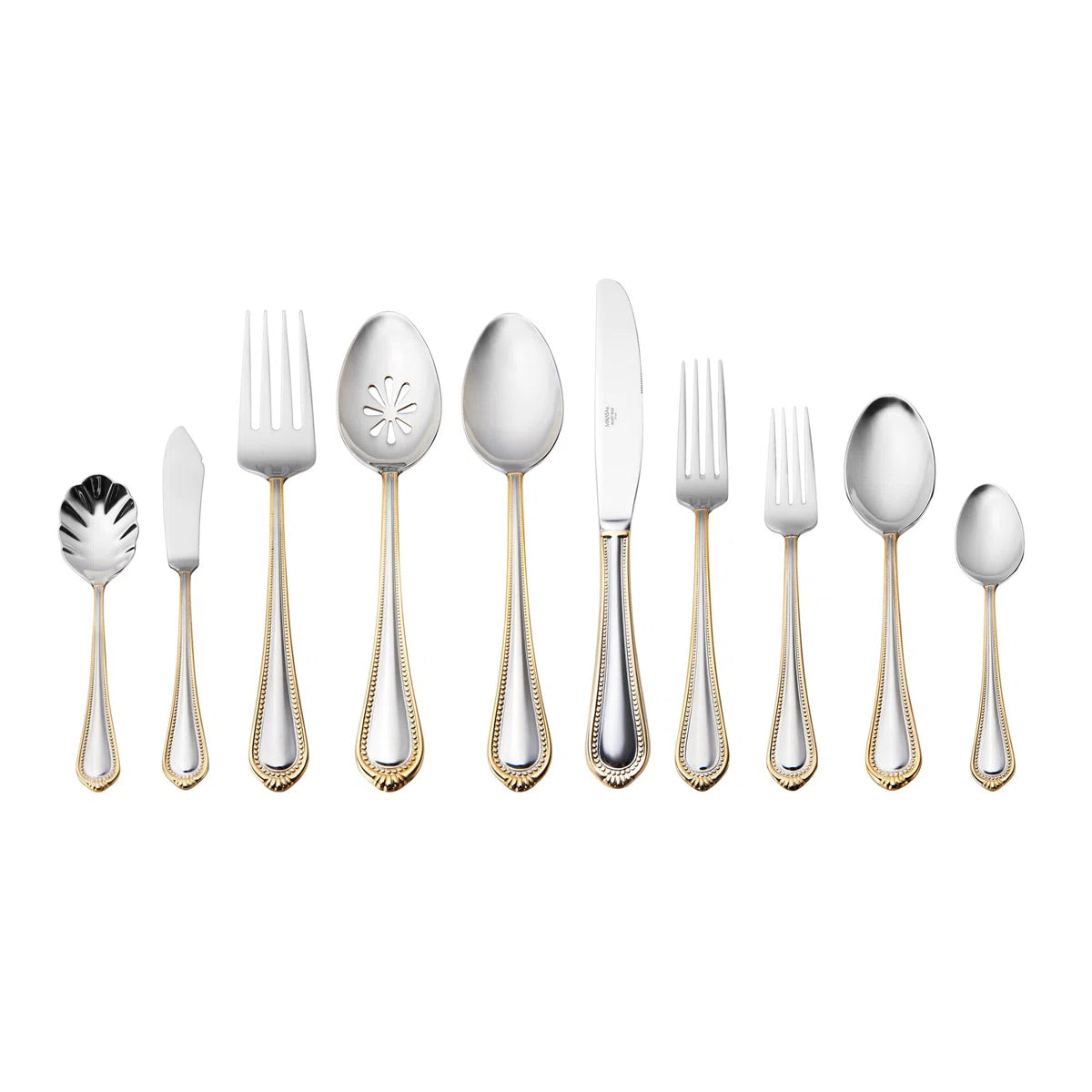 Regent Bead Gold 65-Piece 18/10 Stainless Steel Flatware Set, Service for 12