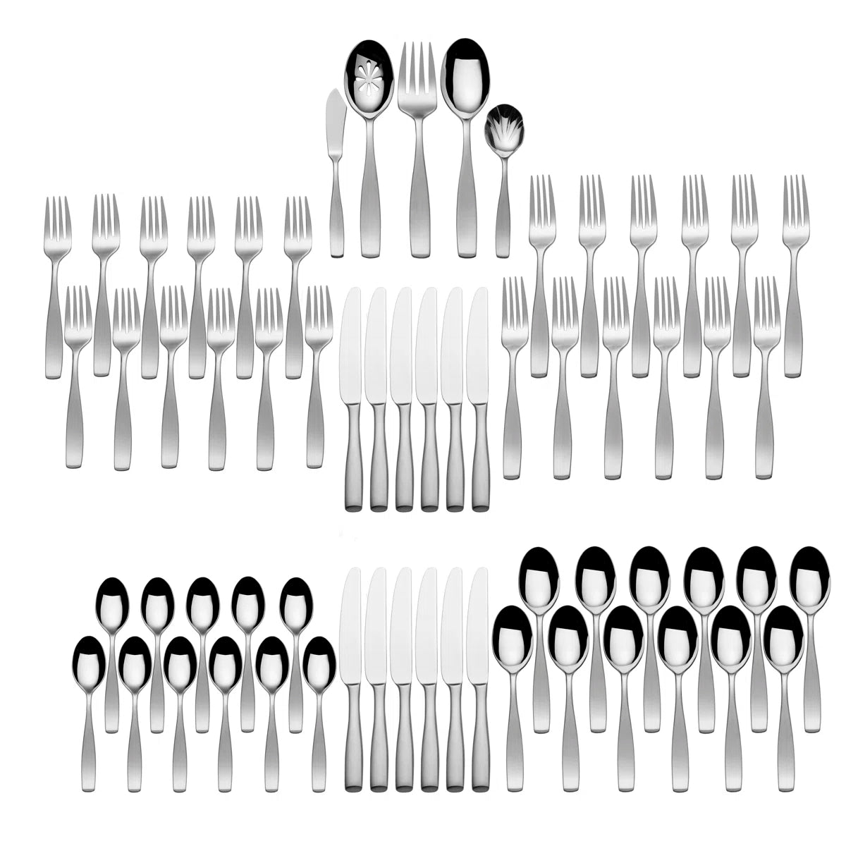 Satin Loft 65-Piece 18/10 Stainless Steel Flatware Set, Service for 12