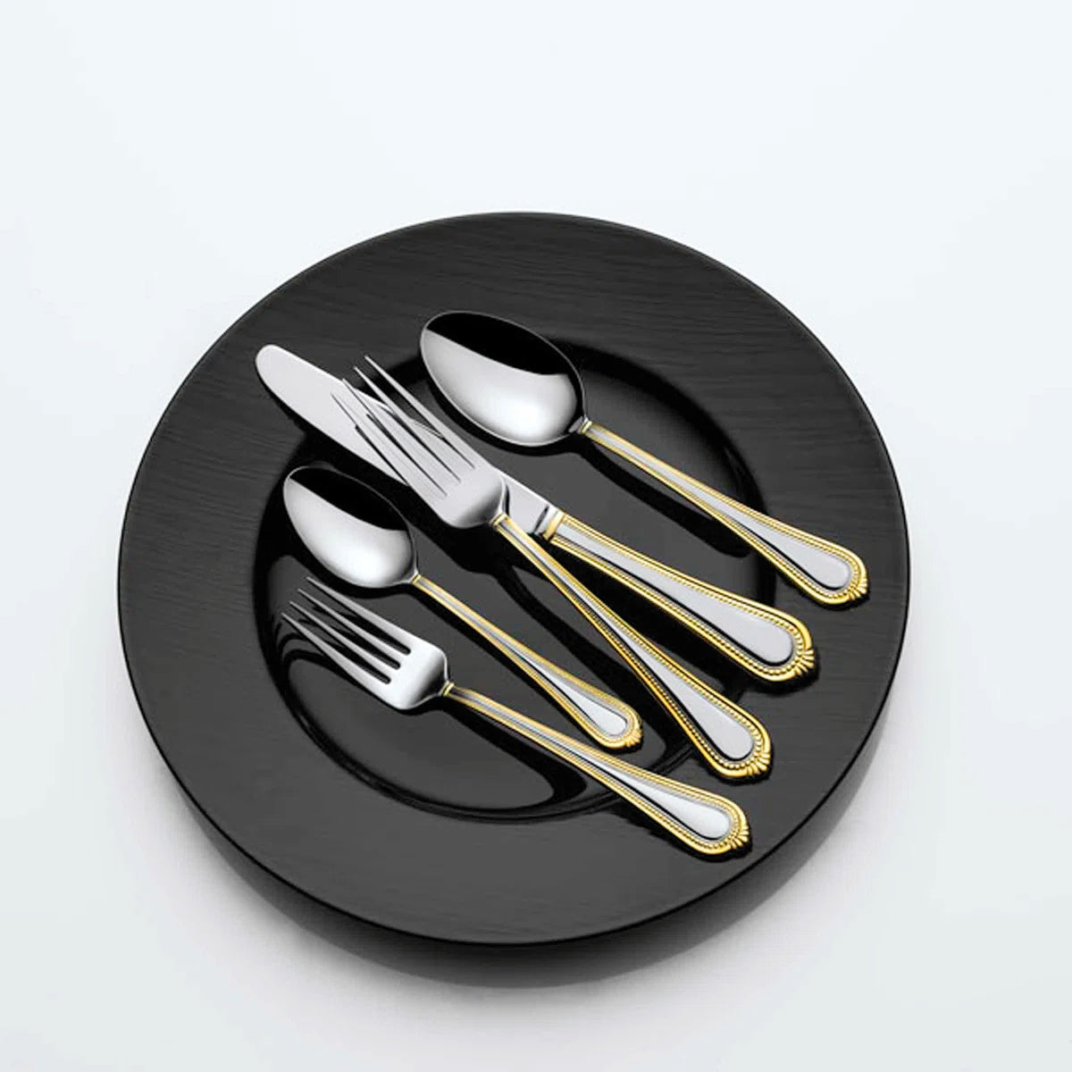 Regent Bead Gold 65-Piece 18/10 Stainless Steel Flatware Set, Service for 12